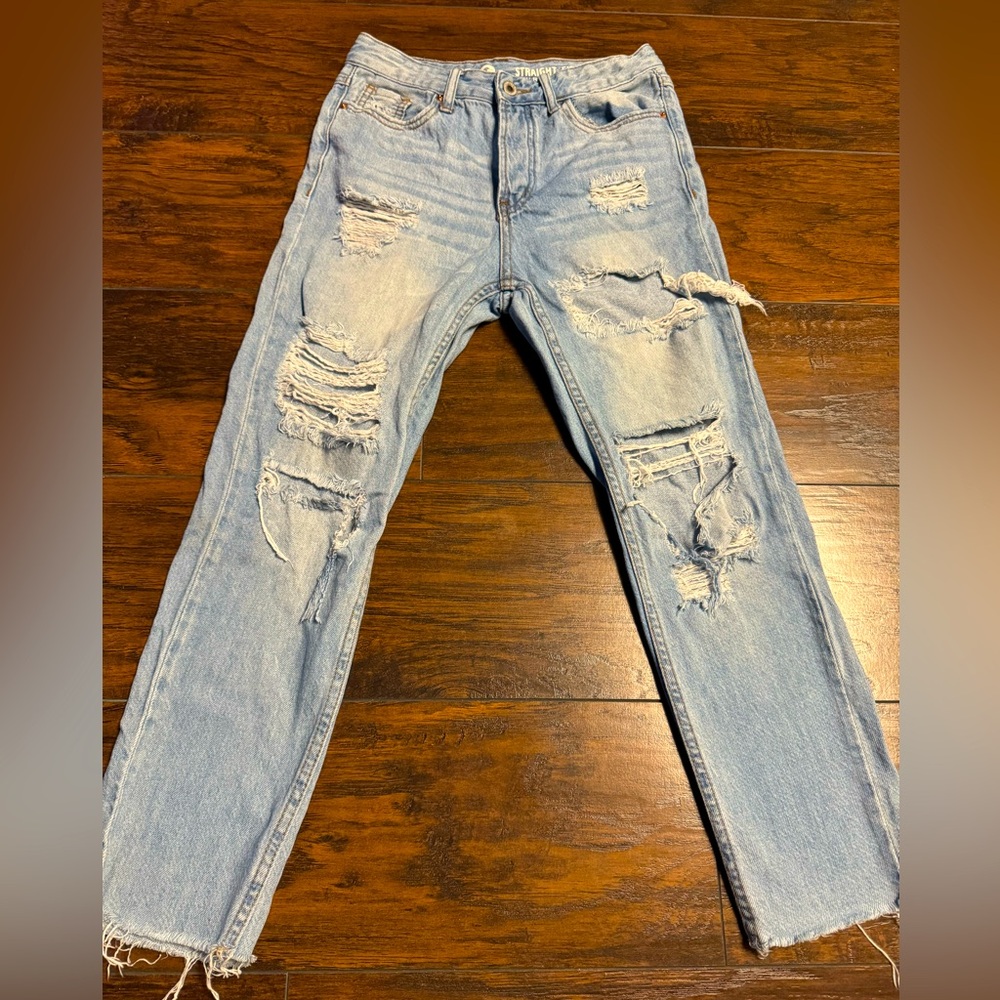 S.O.N.G. 90s Boyfriend Distressed Straight Fit High Rise Jeans Women 3/26